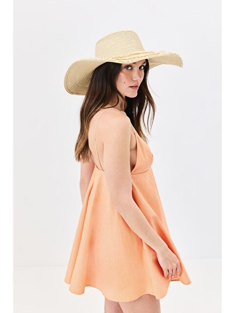 C&City Geniş Kenar Hasır Plaj Şapkası Y25730-07 Bej - S000388241-19928