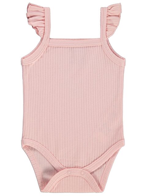 Albimini Askılı Fırfırlı 0-18 Ay Çıtçıtlı Badi - Pembe