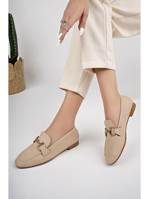 Muggo LİZA Metal Tokalı Kadın Loafer Günlük Ayakkabı - S000286592-26407