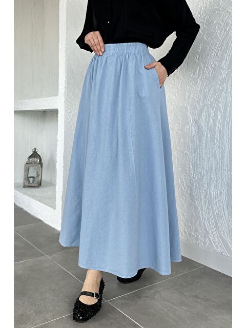 Julude Bel Lastikli Cepli Tesettür Etek