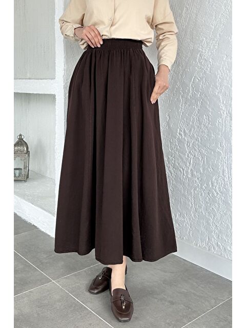 Julude Bel Lastikli Cepli Tesettür Etek