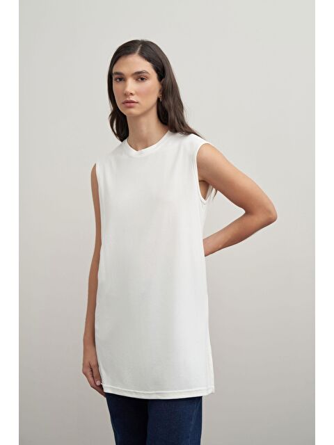 ALLDAY Ekru-Basıc Sıfır Kol İçlik Tunik - S000500125-19965