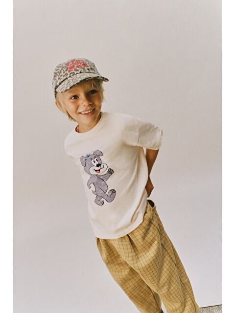 Magu Erkek Çocuk Pamuklu Köpek Baskılı T-Shirt Ve Kareli Eşofman Takım - S000515069-23173