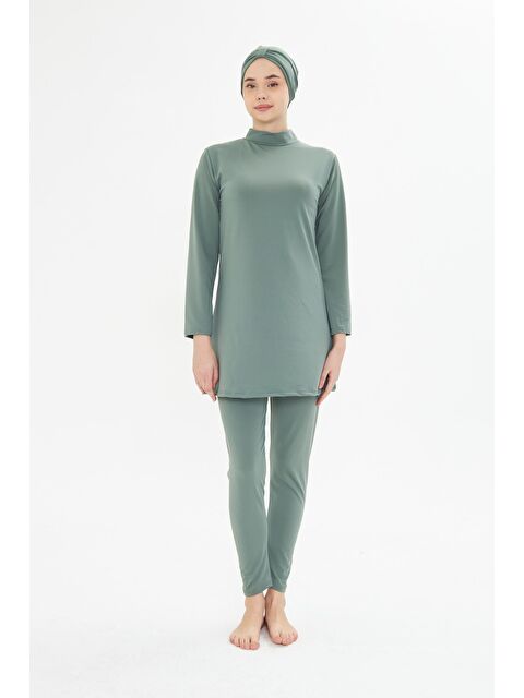 Fantasy Tam Kapalı Elastanlı Tesettür Mayo Yeşil 3485-Y