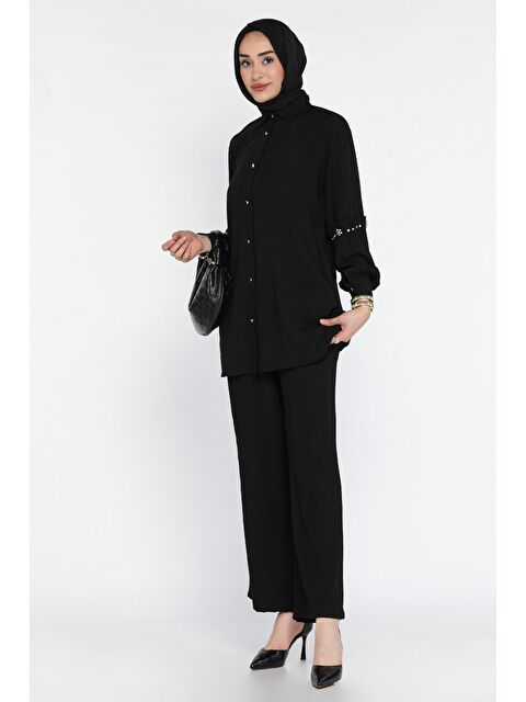 Julude Taş Detaylı Tunik Pantolon Tesettür İkili Takım - S000386578-19351