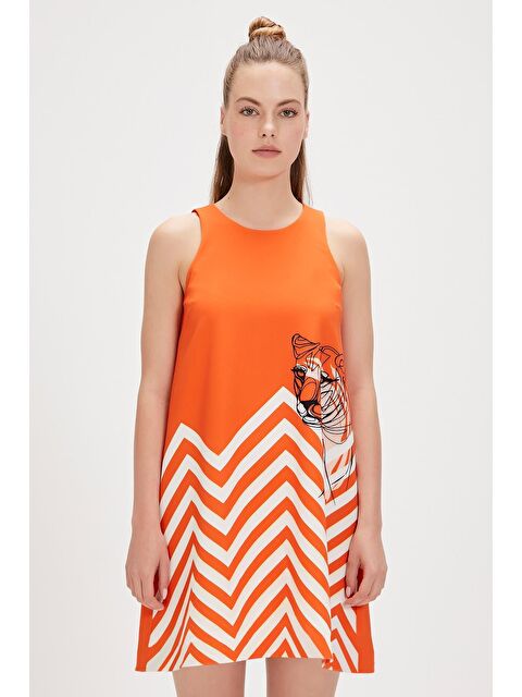 Bad Bear Misty Turuncu Kadın Baskılı Elbise - S000269095-20013