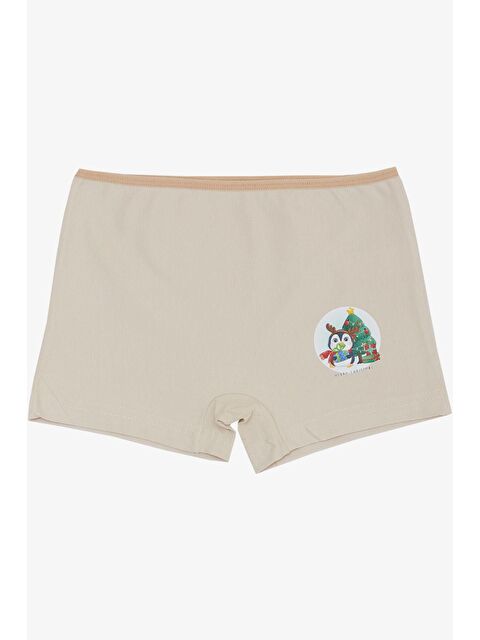 Breeze Kız Çocuk Boxer Yılbaşı Temalı Penguen Baskılı Bej (7 Yaş) - S000058109-19928