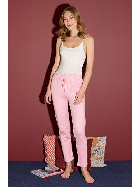 Fullamoda Ekose Desenli Beli Lastikli Pijama Altı