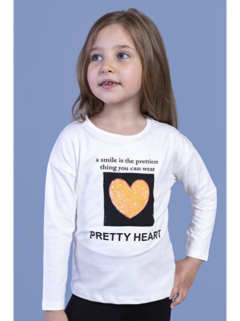 Toontoykids Kız Çocuk Pul İşlemeli Baskılı Tişört - S000500089-19965