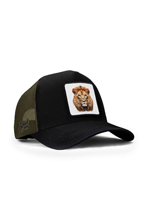BlackBörk Aslan Logolu Siyah-Haki Trucker Şapka