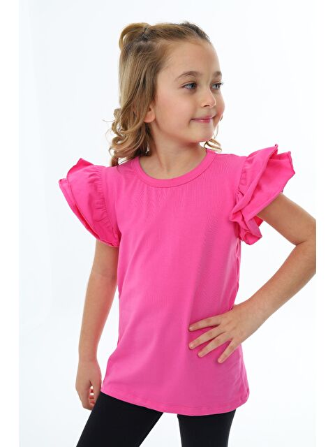 Toontoykids Kız Çocuk Bisiklet Yaka Kolu Fırfırlı Tişört - S000500228-6354