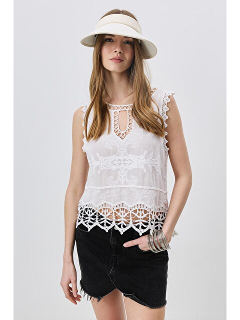 C&City Vizor Plaj Şapkası Y25730-33 Krem - S000388284-19966