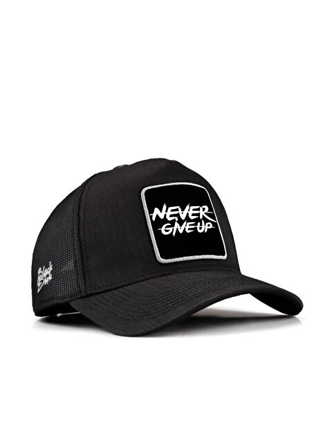 BlackBörk Never Give Up Logolu Siyah Cordura Trucker Şapka