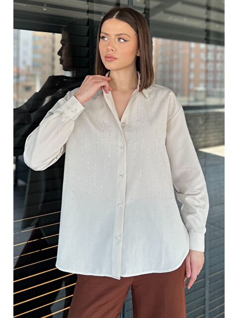 Gülseli Kadın Uzun Kol Taşlı Gömlek - S000365067-25636
