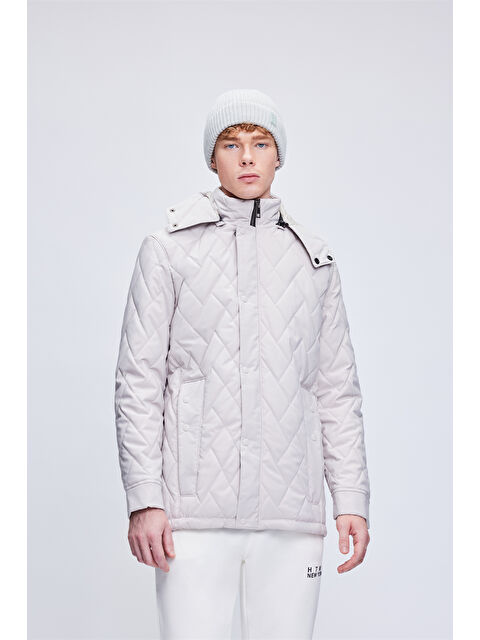 Hatemoğlu Taş Dinamik Fit Hakim Yaka Desenli Kapitone Kapüşonlu Mont - S000331606-25636