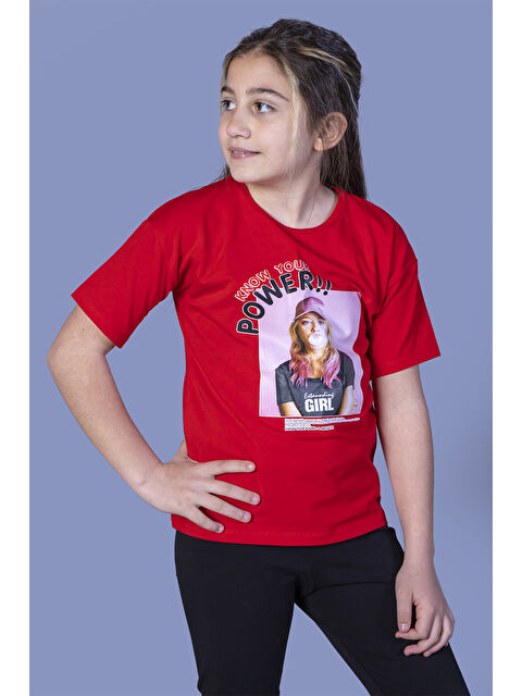 Toontoykids Kız Çocuk Power Baskılı Tişört