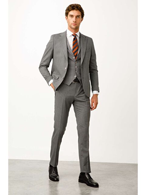 igs Erkek Gri  / Rahat Kalıp Geniş Mono Kombinli Takım Elbise - S000490268-20600