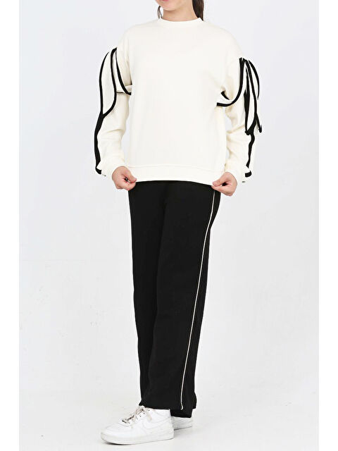 Modanino Kız Çocuk Oysho Kumaş Kol Aksesuarlı Geniş Paçalı Alt- Üst Takım 12319 - S000462173-19351