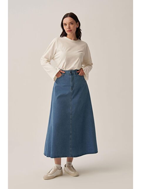 ALLDAY Açık Mavi-5 Cep Kloş Denim Etek - S000500233-17437