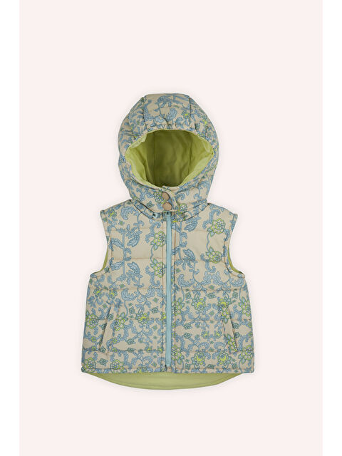 Panço Kız Bebek Desenli Micro Bej Yelek - S000523846-19928
