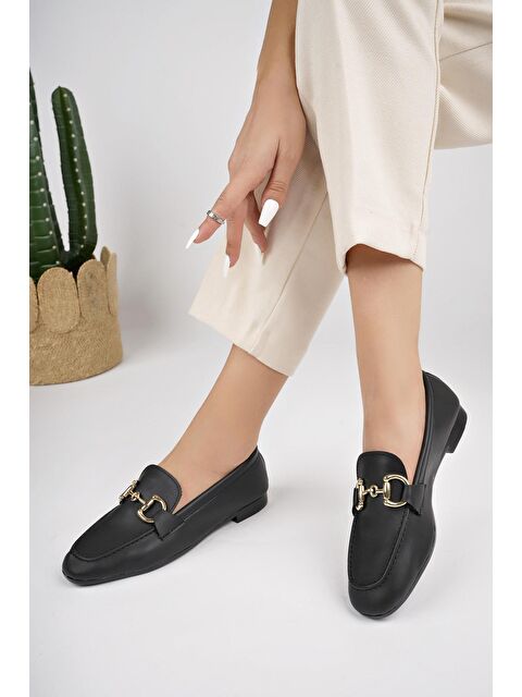 Muggo LİZA Metal Tokalı Kadın Loafer Günlük Ayakkabı - S000286592-19351