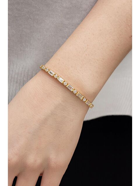 New Obsessions Dikdörtgen Taşlı Gold Suyolu Bileklik - S000482559-20076