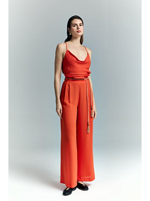 SATEEN Kemer Detaylı Pantolon - Oranj - S000531628-20013