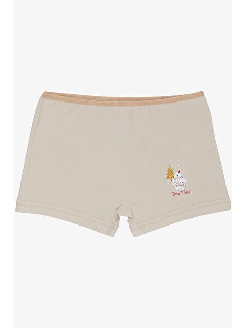 Breeze Kız Çocuk Boxer Kış Temalı Sevimli Ayıcık Baskılı Bej (7 Yaş) - S000058110-19928