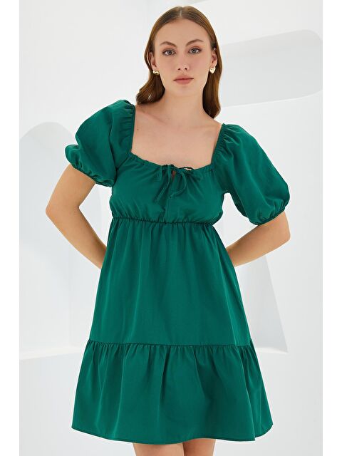 Bigdart 2351 Kloş Poplin Elbise - Y.Zümrüt - S000089476-18709