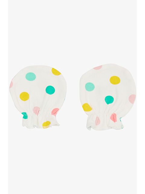 Breeze Yenidoğan Bebek Eldiveni Renkli Puantiyeli Beyaz (7 X 9 Cm) - S000508411-20063
