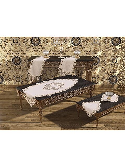 Çeyiz Diyarı Diamond Salon Takımı 5 Parça Krem