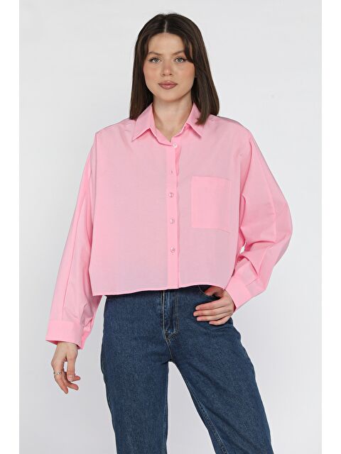 Gülseli Kadın Tek Cepli Yarasa Kol Gömlek - S000373325-20024