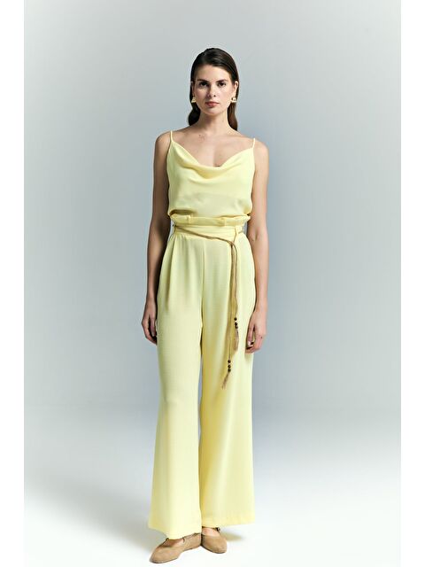 SATEEN Kemer Detaylı Pantolon - Sarı - S000531628-20072