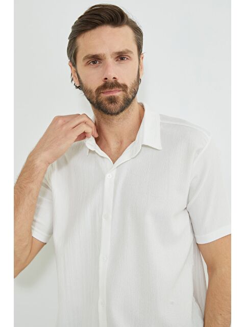 Fullamoda Jakarlı Kısa Kollu Gömlek