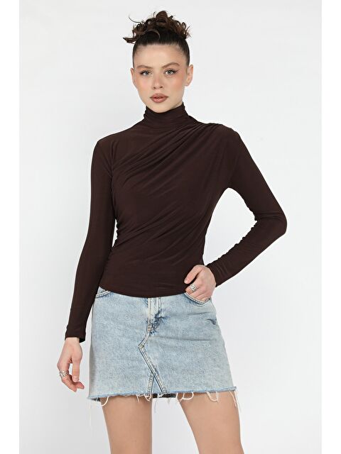 Gülseli Omuz Ve Bel Drapeli Uzun Kol Bluz - S000294110-19413