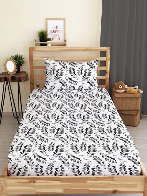Evmila Yaprak Desenli Baskılı Tek Kişilik Lastikli Çarşaf Seti - S000123728-23173