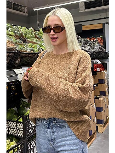 Madmext Camel Bisiklet Yaka Kadın Buklet Kazak Mg2480 - S000437741-4557