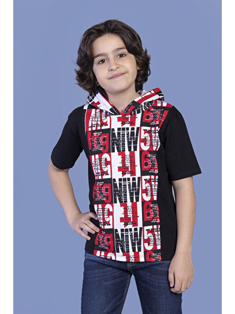 Toontoykids Erkek Çocuk Kapüşonlu Yazı Baskılı Tişört - S000359041-19351