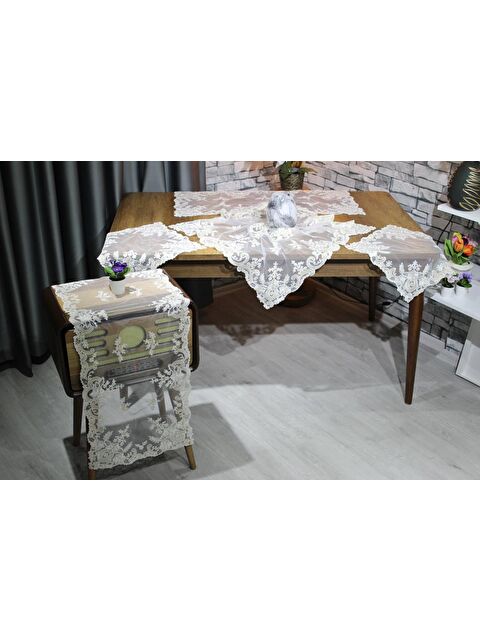 Çeyiz Diyarı Akasya 5 Parça Salon Takımı Krem Gold - S000499173-23173