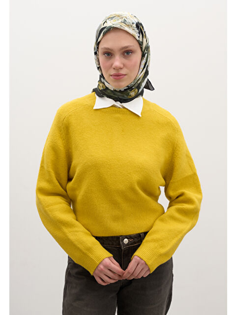 Fresh Scarfs Lotus Desen Pamuklu Viskon Eşarp Siyah - S000458572-19351