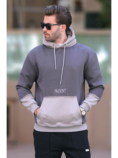 Madmext Füme Kapüşonlu Cep Detaylı  Erkek Hoodie 7071 - S000256165-33408