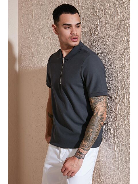 Buratti Pamuklu Regular Fit Fermuarlı Erkek Polo Yaka %100 Pamuk Tişört 5902434 - S000151572-29666