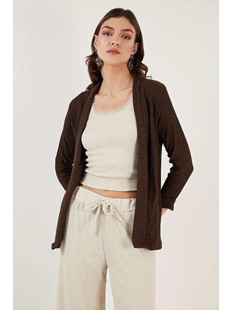 Lela Yakası Ve Kolu Katlı Gofre Kimono Hırka 5869014 - S000336576-19413