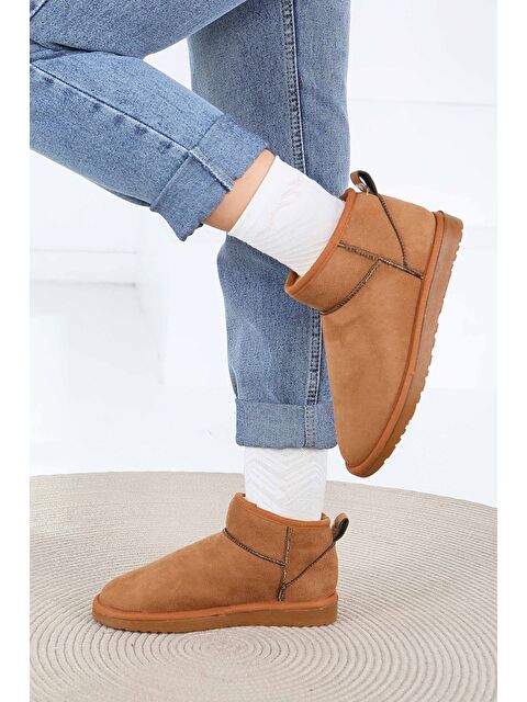 Tofisa Kadın Taba İçi Pelüş Yarım Süet Bot - 27784-TABA - S000463714-14955