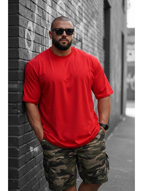 Oksit Kapty Erkek Büyük Beden Battal Basic Bisiklet Yaka Pamuklu T-Shirt Rahat Kesim Unisex Sevgili Kombin - S000500140-20045