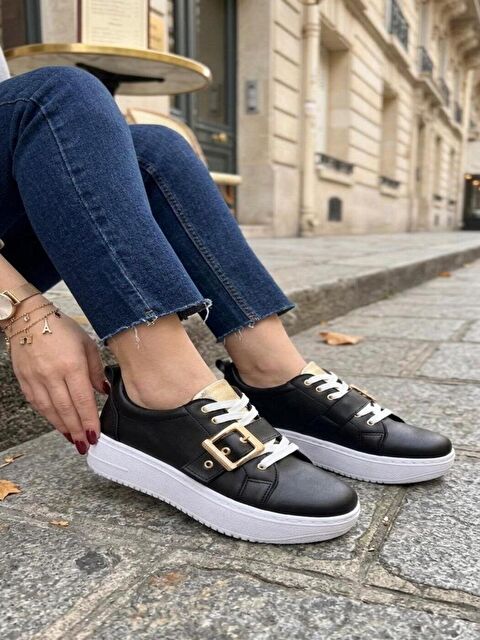 marinarosse Lusi Siyah Kemer Gold Detaylı Günlük Ortopedik Sneaker - S000522521-19351