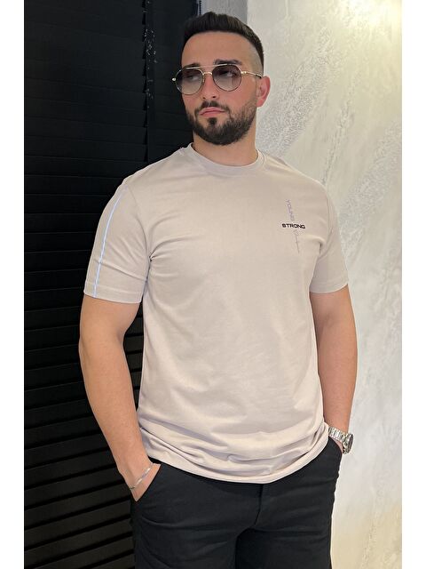 Mishar İtalia Erkek Bisiklet Yaka Baskılı Şerit Detaylı Tişört - S000373048-19928