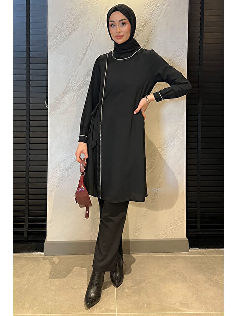 Julude Kadın Taş İşlemeli Tesettür Tunik Pantolon İkili Takım - S000365152-19351