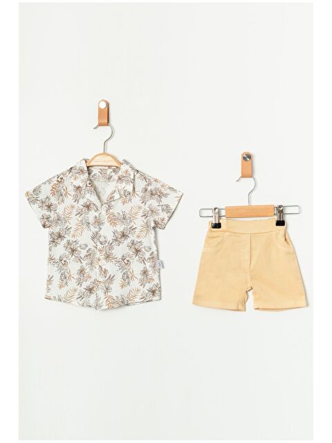 Kidex's Yazlık Erkek Bebek Desenli Gömlek Şort Kombini