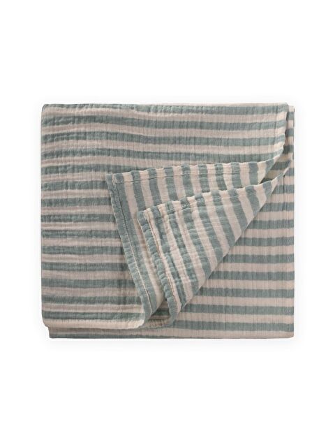 CİGİT Naturel Battaniye 90X100cm Aqua Kalın Çizgili - S000459777-20055